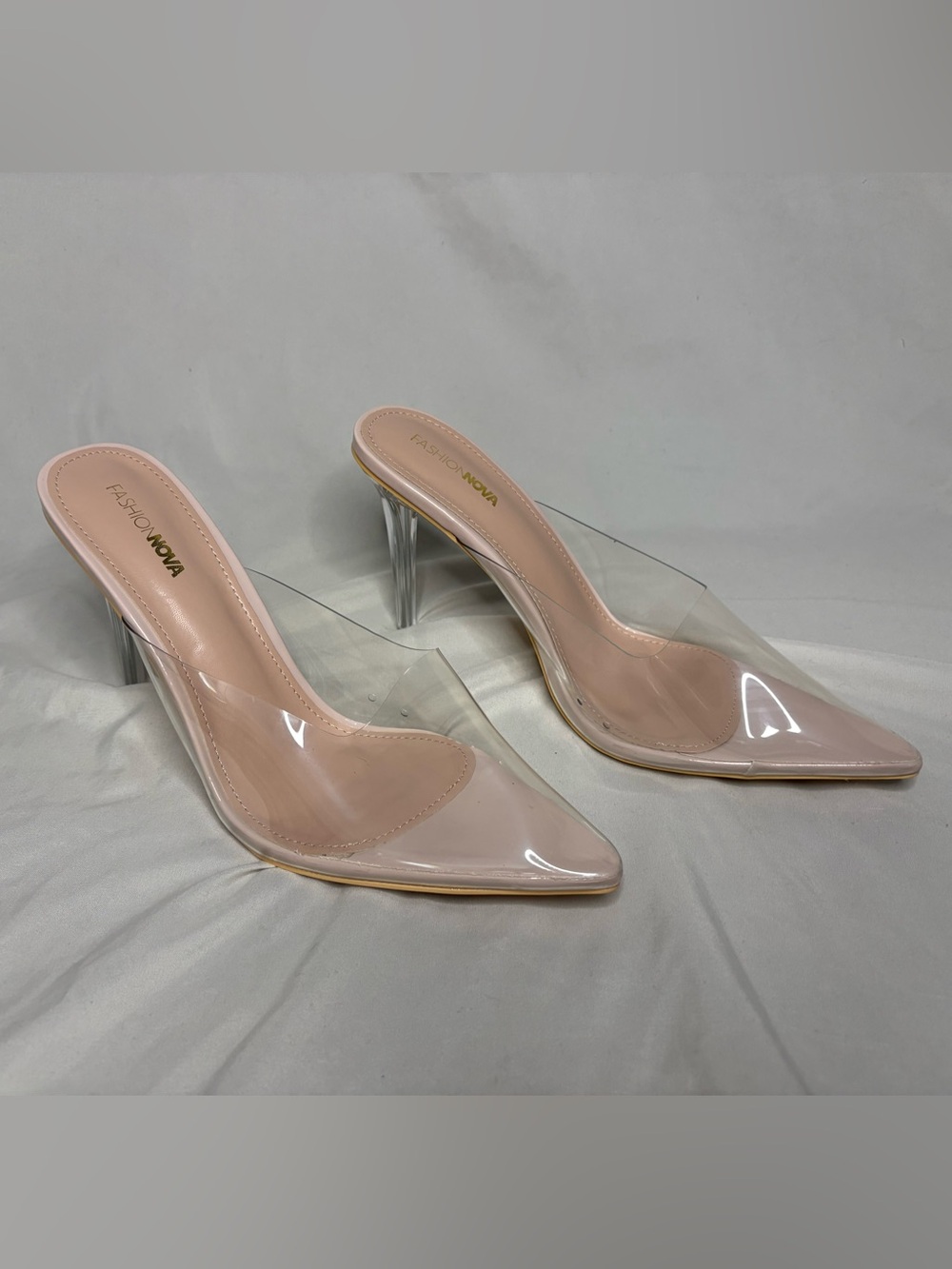 Fashion Nova Clear Pointed Mule - Blush